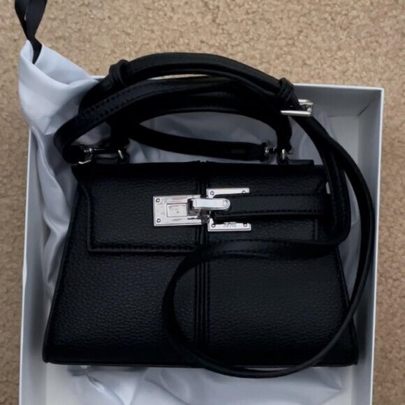 🆕Jw Pei Women Black Vegan Leather Imported Elegant Sustainable Top Handle Bag - Picture 3 of 10